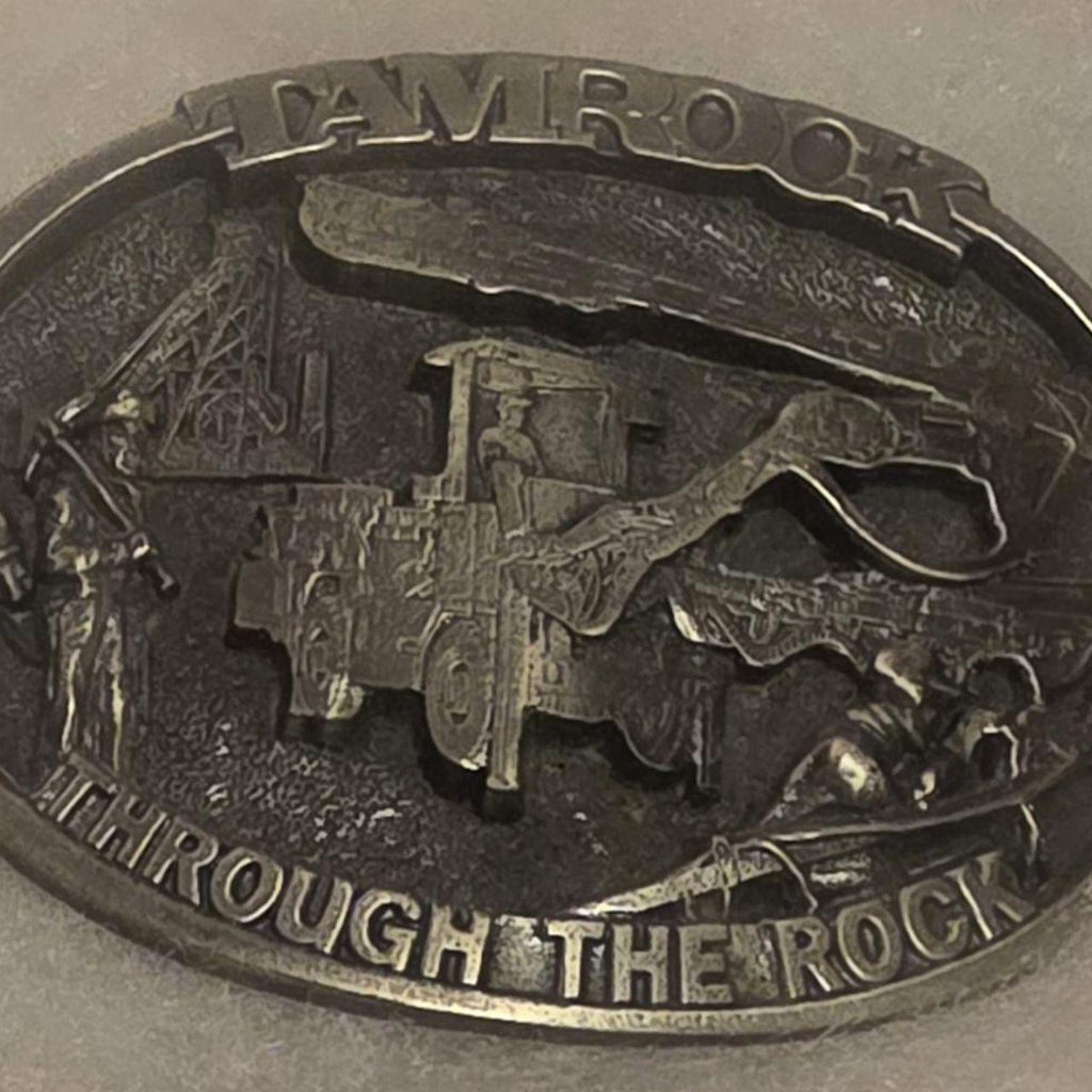 Vintage 1988 Metal Belt Buckle, Tamrock, Through the Rock, Oil Drilling, Energy, Construction, Nice Western Style Design