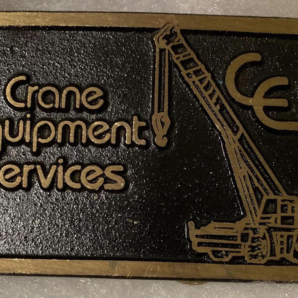Vintage Metal Belt Buckle, Brass, Crane Equipment Services, Crane Rigging, Nice Western Design, 3 1/2" x 2", Heavy Duty, Quality