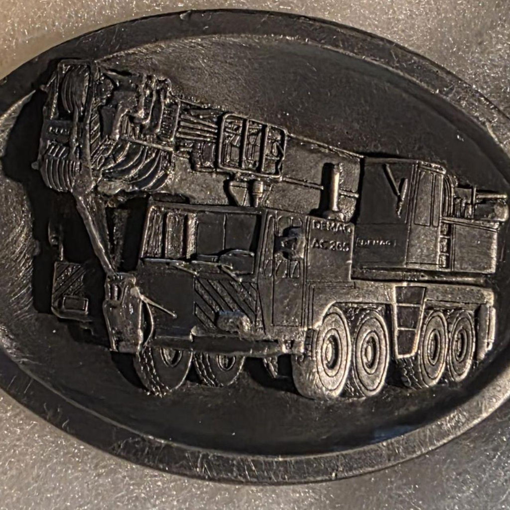 Vintage Metal Belt Buckle, Demag, Crane, Heavy Lifting, Boom Truck, Construction, Nice Western Design