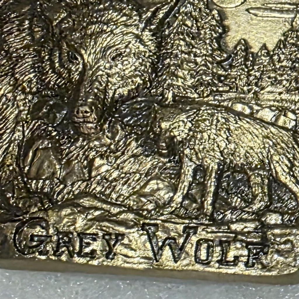 Vintage 1983 Metal Belt Buckle, Solid Bronze, Grey Wolf, Wildlife, Nature, Endangered Species, Nice Western Style Design