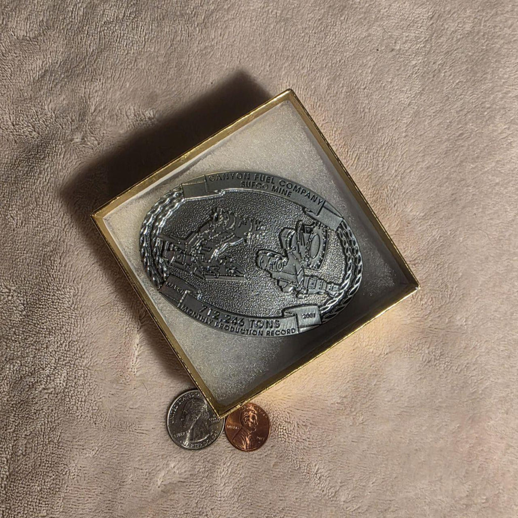 Vintage 2001 Metal Belt Buckle, Canyon Fuel Company, Sufco Mine, Energy, Fuel, Fossil Energy