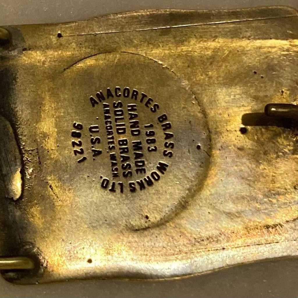 Vintage 1983 Metal Belt Buckle, Brass, Texaco, U.S. Fleet, Shipping, Oil, Petroleum, Energy Oiler, Nice Design, 3" x 2 1/4", Heavy Duty