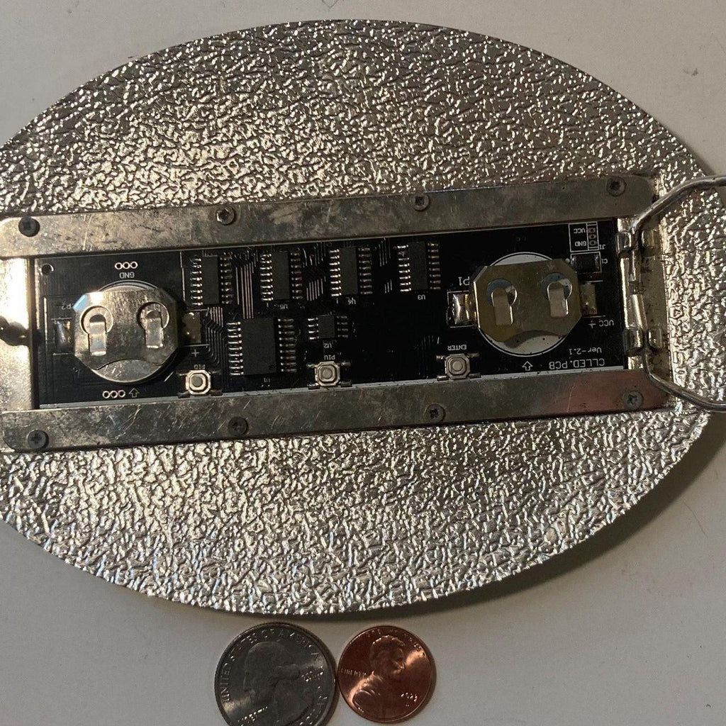 Vintage Metal Belt Buckle, Giant Size, Silver and Brass, Batteries, Nice Western Design, 6 1/2" x 4 1/2", Heavy Duty, Quality, Thick Metal