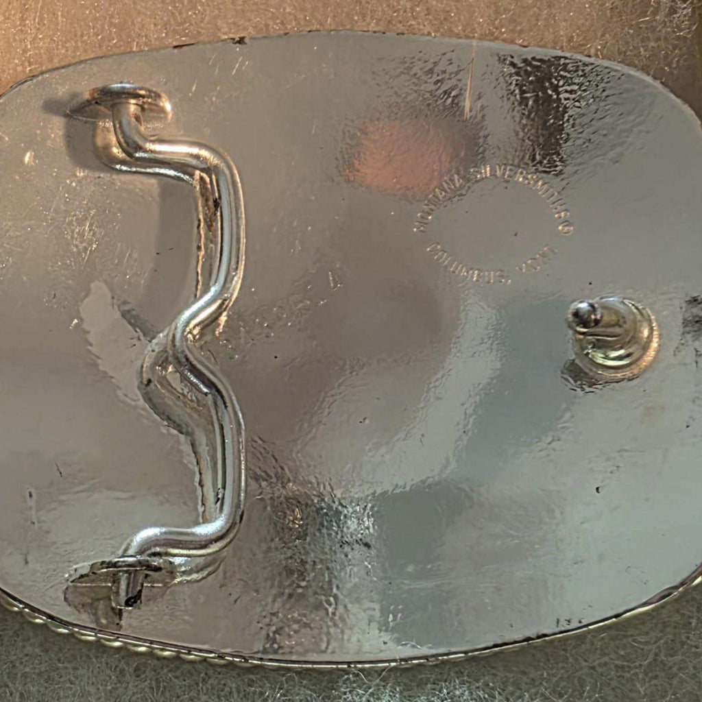 Vintage 2004 Metal Belt Buckle, Silver and Brass, Mother Lode Fair, 4-H Showmanship, Hog, Sow, Pig, Montana Silversmiths