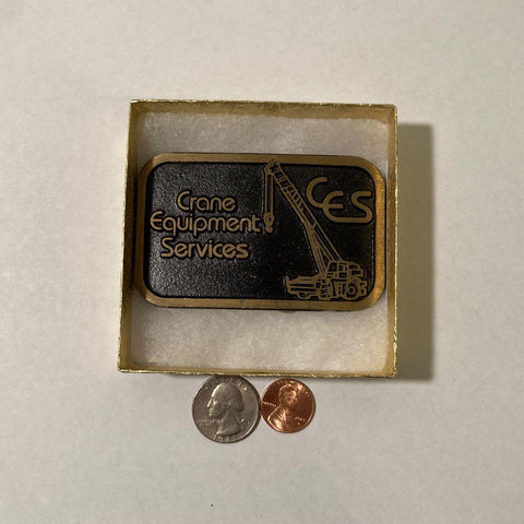Vintage Metal Belt Buckle, Brass, Crane Equipment Services, Crane Rigging, Nice Western Design, 3 1/2" x 2", Heavy Duty, Quality