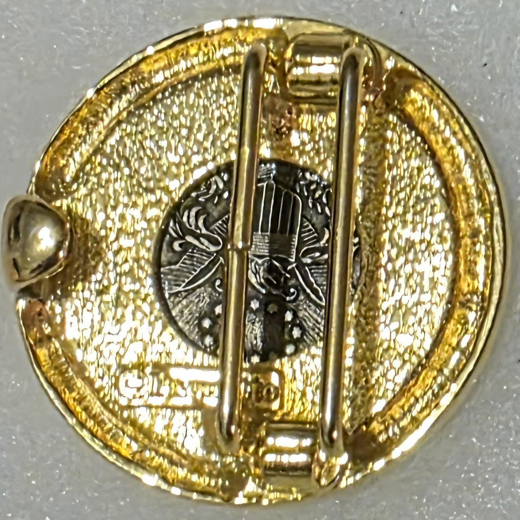 Vintage Metal Belt Buckle, Brass Paquette Belt Buckle with 1854 Coin, Nice Western Style Design, 1 3/4" x 1 3/4", Heavy Duty, Quality