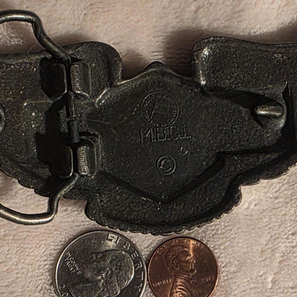 Vintage Metal Belt Buckle, Brass, Suzuki Motor Cycles, Motorcycle, Bike, Wings