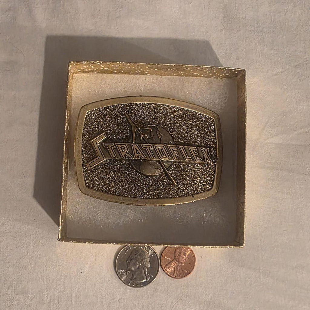 Vintage Metal Belt Buckle, Nice Brass, Stratoflex, Airplanes, Aircraft, Aerospace, Flying
