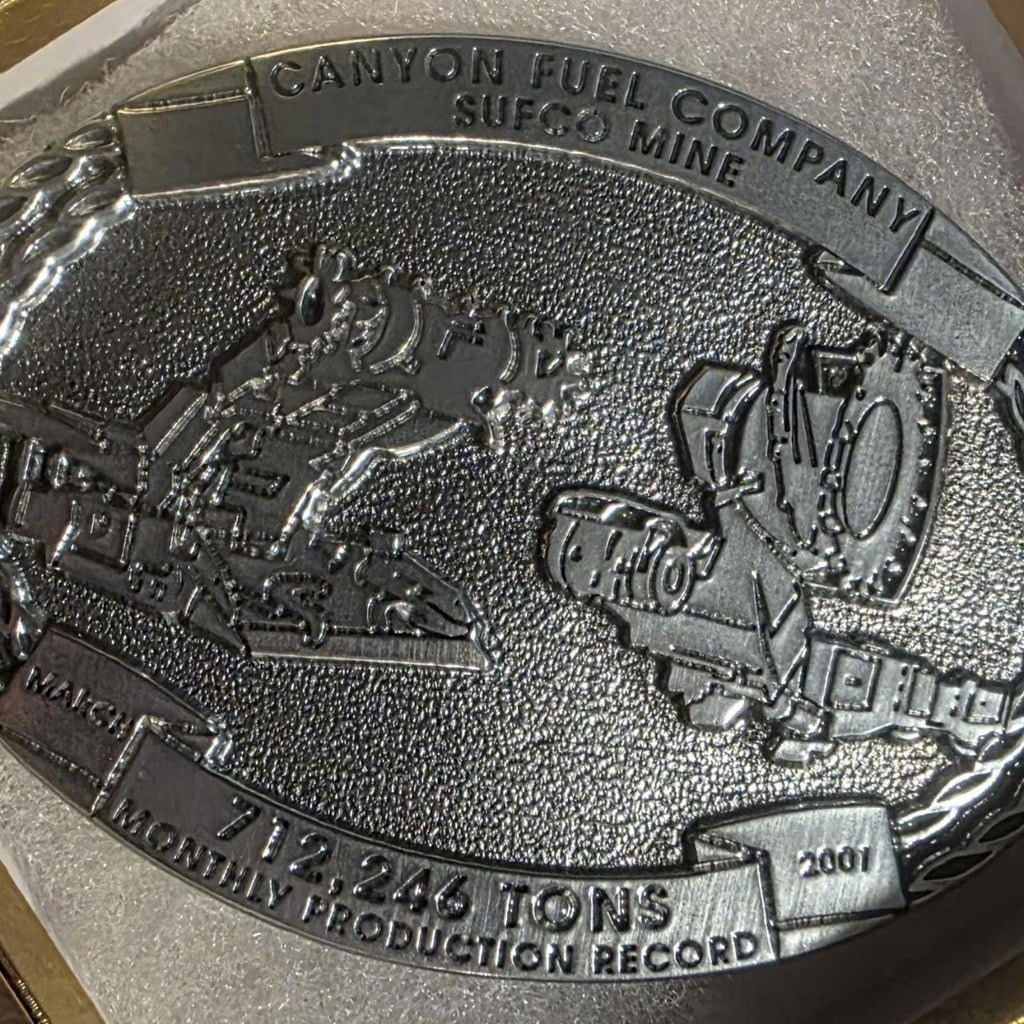 Vintage 2001 Metal Belt Buckle, Canyon Fuel Company, Sufco Mine, Energy, Fuel, Fossil Energy