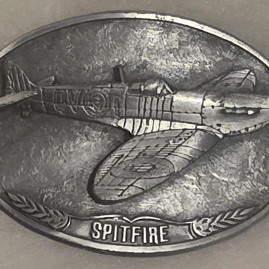 Vintage Metal Belt Buckle, Airplane, Spitfire, Military, War, Nice Western Style Design