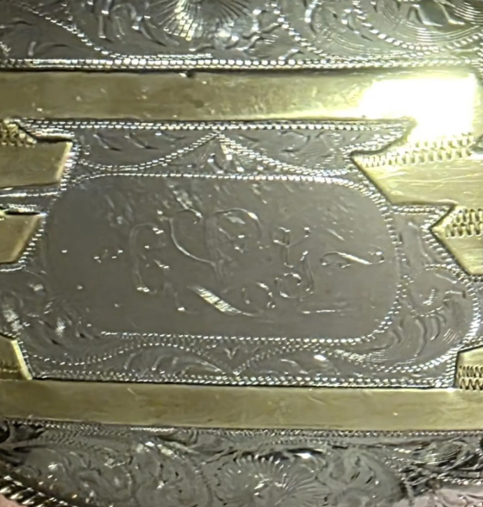 Vintage Metal Belt Buckle, Silver and Brass, Really Big Extra Large Size, Nice Western Design, 6 1/2" x 5", Cowboy Style, Heavy Duty