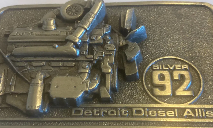 Vintage Metal Belt Buckle, Detroit Diesel Allison, Trucking, Trucker, Rig, Transmission, Nice Design, 3 1/4" x 2 1/4", Heavy Duty, Quality