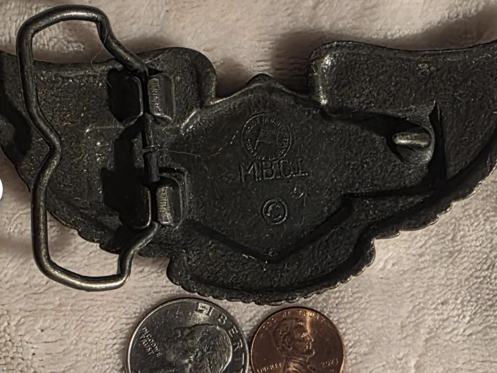 Vintage Metal Belt Buckle, Brass, Suzuki Motor Cycles, Motorcycle, Bike, Wings