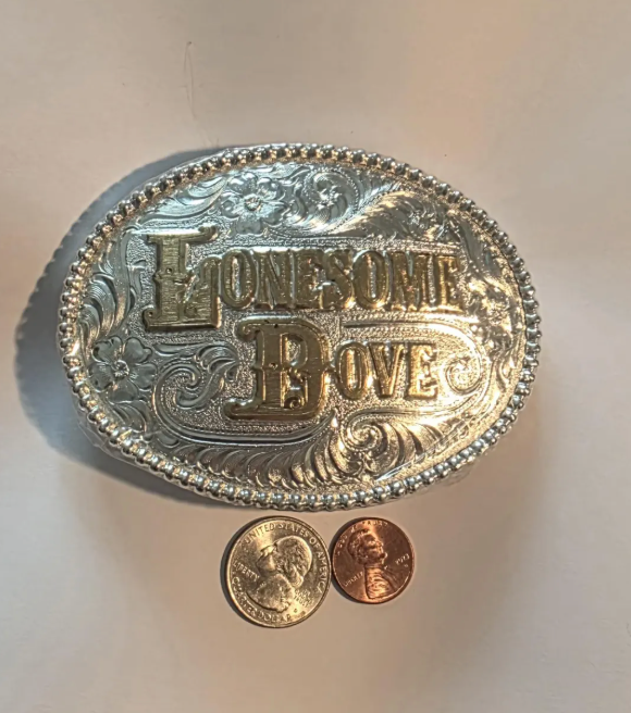 Vintage Metal Belt Buckle, Silver and Brass, Lonesome Dove, Cowboy, Nice Western Design