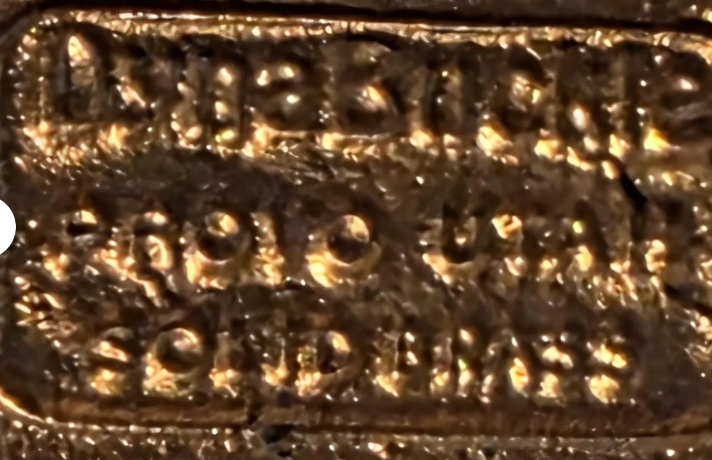 Vintage Metal Belt Buckle, Solid Brass, Blue Crushed Turquoise Stones, Western Central Concrete, Cement