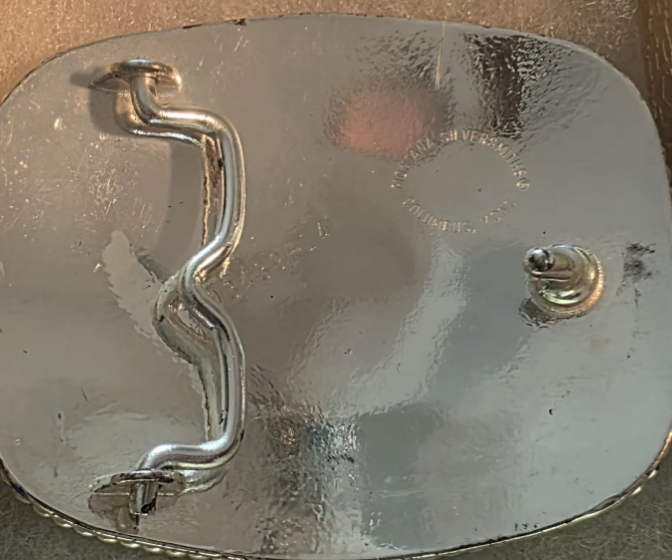 Vintage 2004 Metal Belt Buckle, Silver and Brass, Mother Lode Fair, 4-H Showmanship, Hog, Sow, Pig, Montana Silversmiths