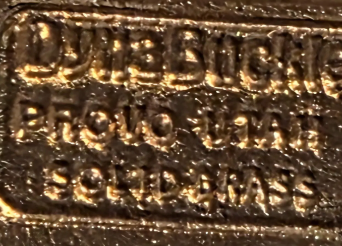 Vintage 1989 Metal Belt Buckle, Solid Brass, Blue Crushed Turquoise Stones, Cove Project, Davy McKee, Echo Bay Minerals