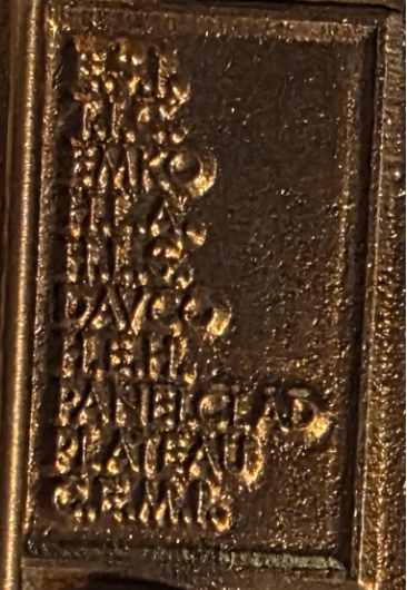 Vintage 1987 Metal Belt Buckle, Solid Brass, Blue Crushed Turquoise Stones, Gold Fields, Davy McKee, Chimney Creek Project