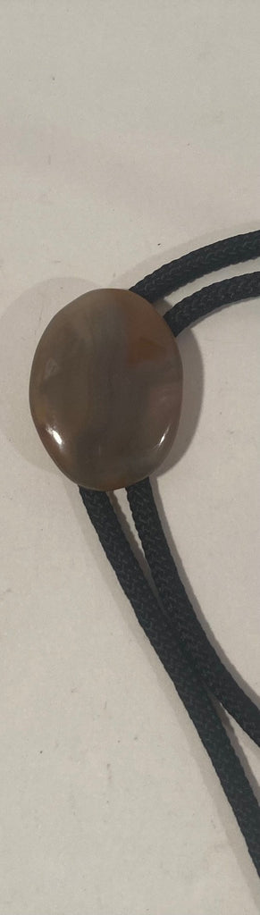 Vintage Metal Bolo Tie, Nice Brown and Orangish Stone Design, Nice Western Design, 1 3/4" x 1 1/4", Quality, Heavy Duty