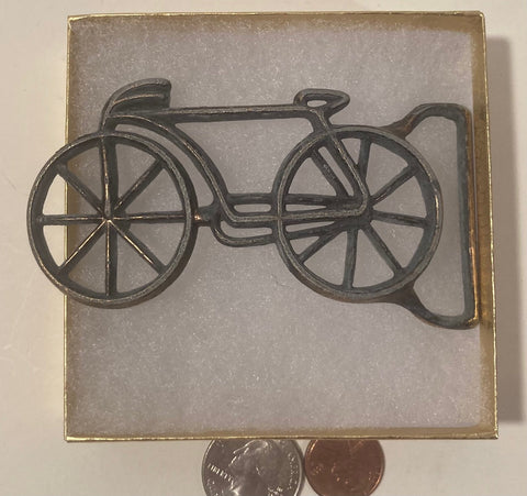 Vintage Metal Belt Buckle, Bike, Bicycle, , Nice Western Design, 4" x 2", Heavy Duty, Quality, Thick Metal, For Belts, Fashion