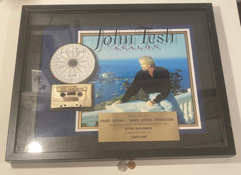 Vintage Wall Hanging Award, Art, Music Award, John Tesh, Singer, Entertainer, Wall Hanging, Wall Decor, Music Award