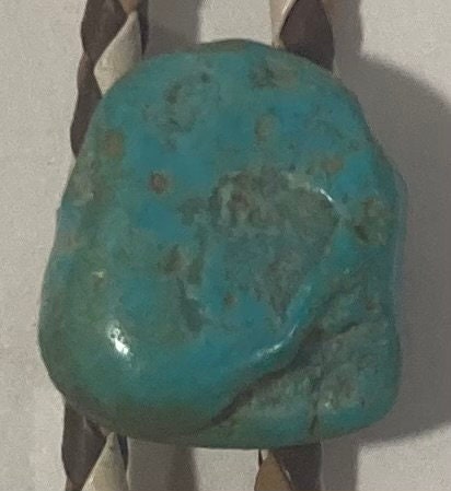 Vintage Metal Bolo Tie, Nice Blue Turquoise Stone Design, Nice Western Design, 3/4" x 3/4", Quality, Heavy Duty, Made in USA, Country