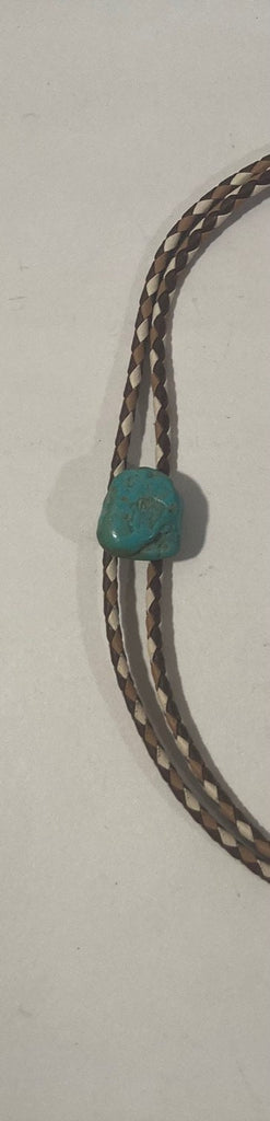 Vintage Metal Bolo Tie, Nice Blue Turquoise Stone Design, Nice Western Design, 3/4" x 3/4", Quality, Heavy Duty, Made in USA, Country