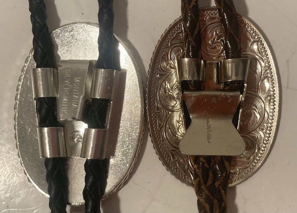 Vintage Lot of 2 Metal Bolo Ties, Montana Silversmiths, Nice Designs, Quality, Heavy Duty, Made in USA, Country & Western, Cowboy