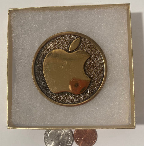 Vintage 1978 Metal Belt Buckle, Brass, Apple, iphone, Technology, High Tech, Nice Design, 2 1/4" x 2 1/4", Heavy Duty, Quality, Made in USA