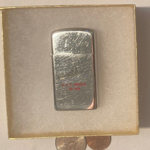 Vintage Metal Zippo, U.S.S. Manley DD-940, Destroyer Ship, Navy, Command Lighter, Zippo, Made in USA, Cigarettes, More