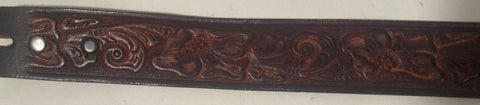 Vintage Leather Belt, Hand Tooled, Chambers, Belts, Quality, Made in USA, Size 33 to 38, Country and Western, Western Wear