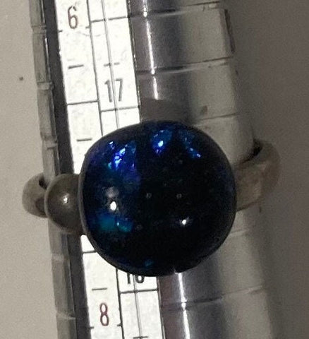 Vintage Sterling Silver Ring, Nice Blue Sparkly Stone Design, Size 7, Nice Design, Quality, Jewelry, Accessory, Stamped 925 Inside