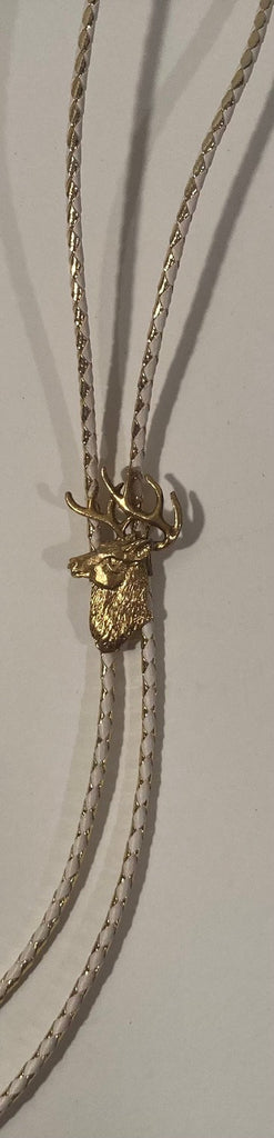 Vintage Metal Bolo Tie, Brass, Nice Deer, Buck, White tale Design, Nice Western Design, 2" x 1 1/4", Quality, Heavy Duty