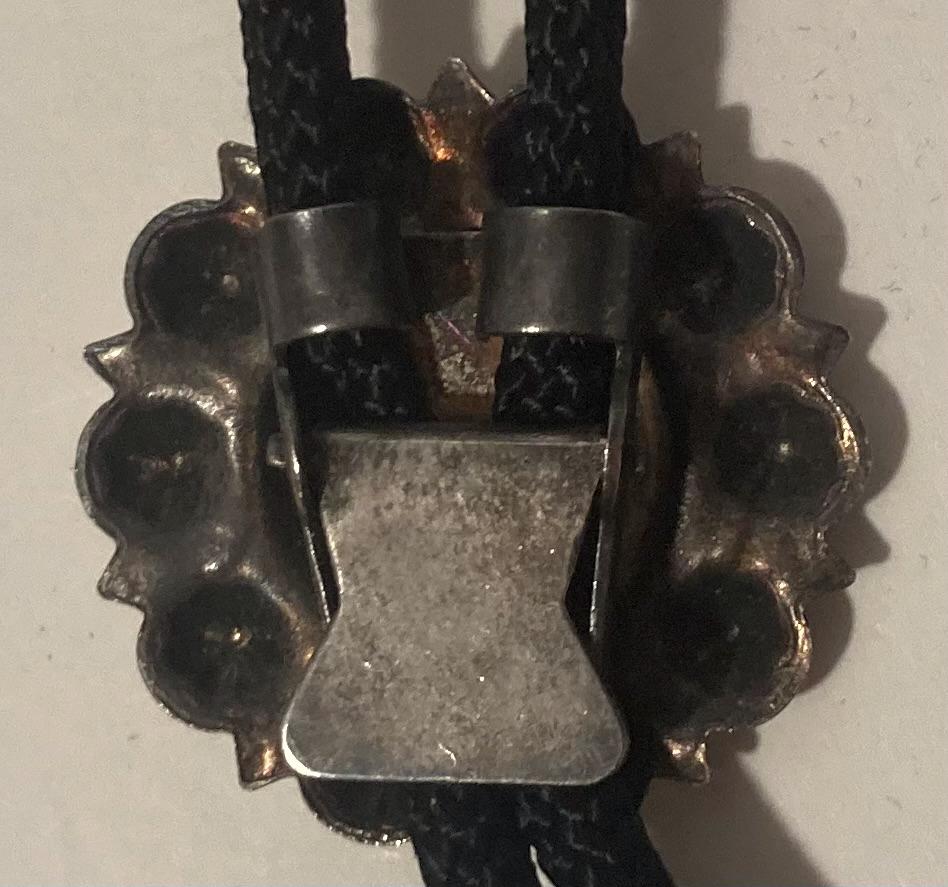 Vintage Metal Bolo Tie, Nice Metal Bursts Design, Nice Western Design, 1 1/2" x 1 1/2", Quality, Heavy Duty