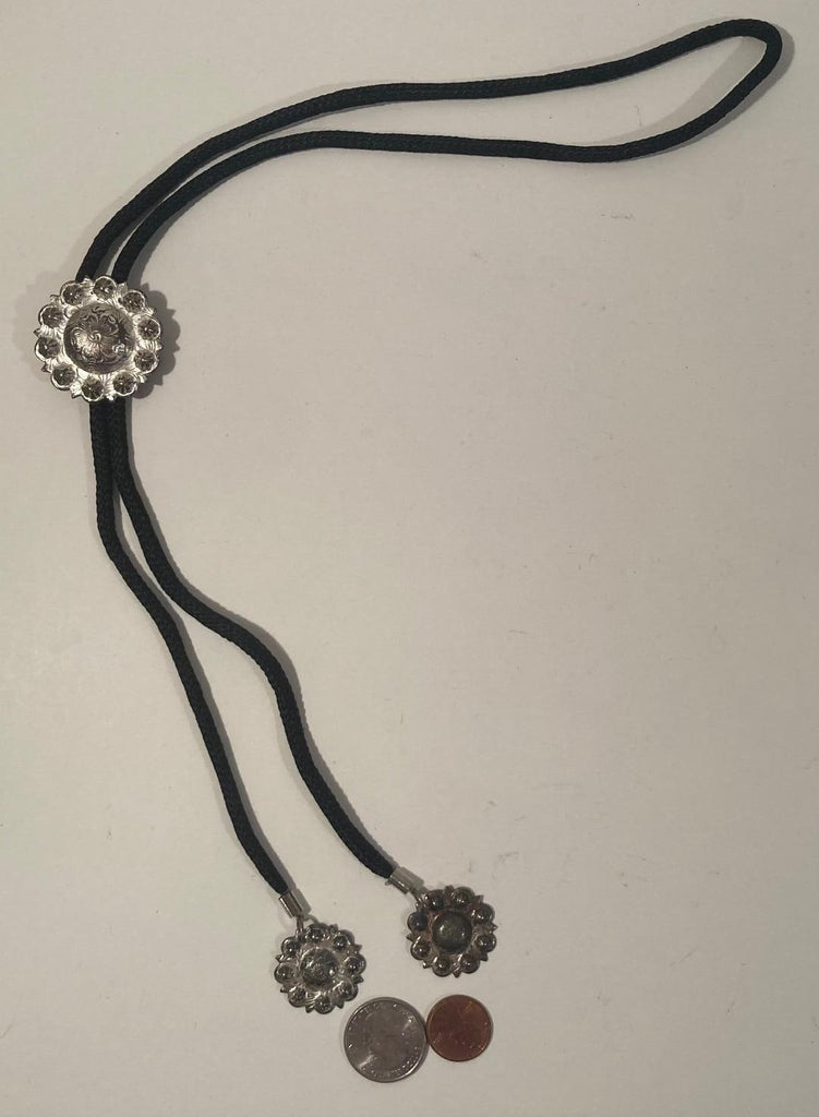 Vintage Metal Bolo Tie, Nice Metal Bursts Design, Nice Western Design, 1 1/2" x 1 1/2", Quality, Heavy Duty