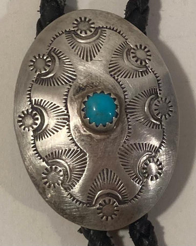 Vintage Metal Bolo Tie, Nice Silver Native Design, Nice Western Design, 1 1/2" x 1", Quality, Heavy Duty, Made in USA, Country & Western