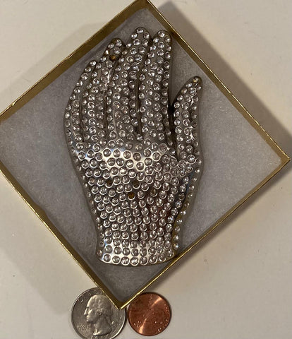 Vintage Metal Belt Buckle, Sparkly Glove Design, Nice Design, 4" x 2 1/4", Heavy Duty, Quality, Thick Metal