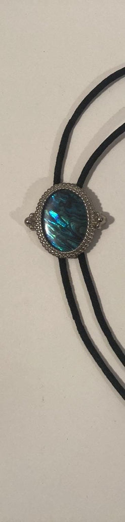 Vintage Metal Bolo Tie, Nice Blue Shiny Swirl Design, Nice Western Design, 2" x 1 3/4", Quality, Heavy Duty