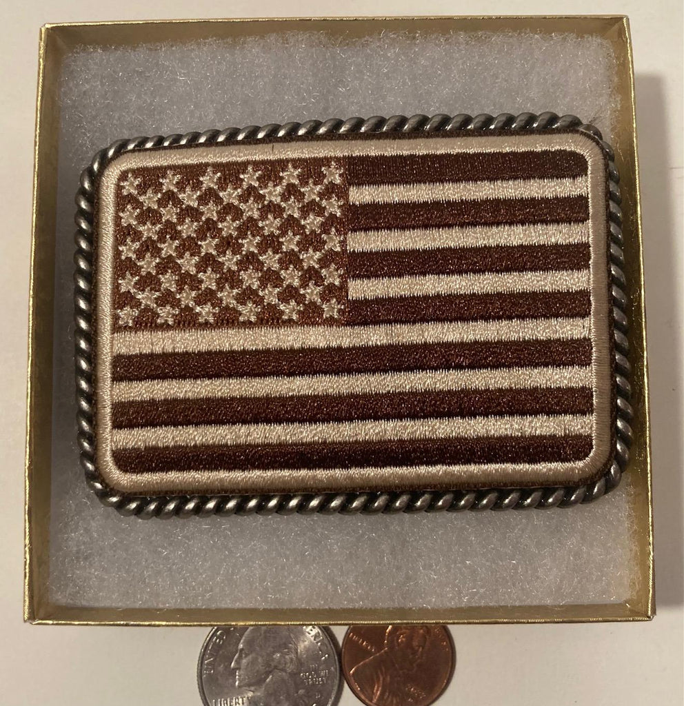 Vintage Metal Belt Buckle, Nice Fabric Design, American Flag, Old Glory, Heavy Duty, Quality, Thick Metal