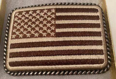 Vintage Metal Belt Buckle, Nice Fabric Design, American Flag, Old Glory, Heavy Duty, Quality, Thick Metal