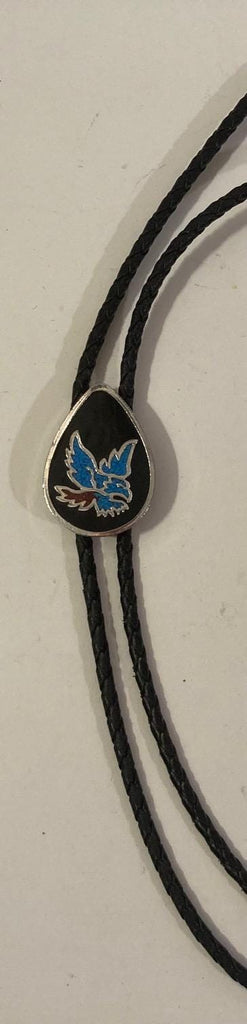 Vintage Metal Bolo Tie, Nice Blue and Red Crushed Malachite Turquoise Stones Design, Nice Eagle, Nice Design, 1 1/2" x 1", Nice Design