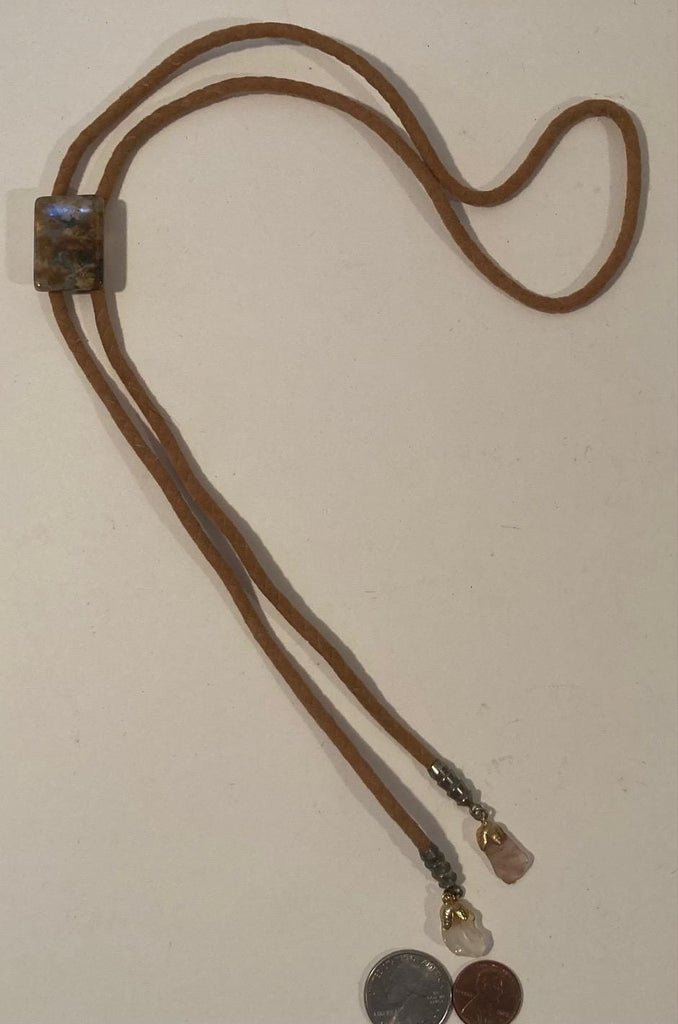 Vintage Metal Bolo Tie, Nice Brown Stones Design, Nice Western Design, 1" x 3/4", Quality, Heavy Duty