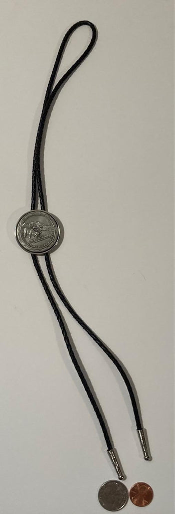 Vintage Metal Bolo Tie, Mt McKinley, Denali National Park, Alaska, Elk, Nature, Nice Design, 1 1/2" x 1 1/2", Quality, Heavy Duty