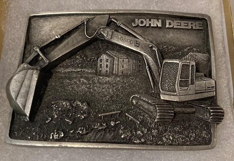 Vintage 1987 Metal Belt Buckle, John Deere, 690D, Excavator, AG, Crawler, Heavy Equipment, Nice Design