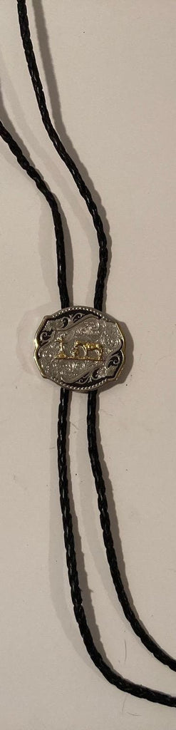 Vintage Metal Bolo Tie, Nice Silver and Brass, Cowboy Prayer, Cowboy End Of The Trail, Nice Design