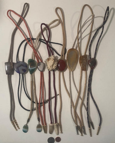 Vintage Lot of   Metal Bolo Ties, Nice Stone Designs, Bull, More, Nice Designs, Quality, Heavy Duty, Made in USA, Country & Western