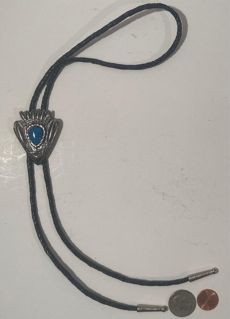 Vintage Metal Bolo Tie, Nice Arrowhead Design with Nice Blue Turquoise Stone, Nice Design, 2" x 1 1/2", Nice Design, Quality, Heavy Duty