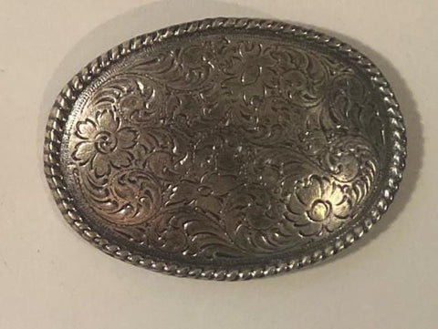 Vintage Metal Belt Buckle, Flower Design, Nice Design, Standard Size, Heavy Duty, Quality, Thick Metal, For Belts, Fashion, Shelf Display