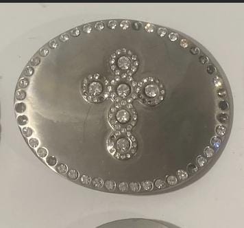 Vintage Metal Belt Buckle, Cross Rhinestones, Nice Design, Standard Size, Heavy Duty, Quality, Thick Metal, For Belts, Fashion,