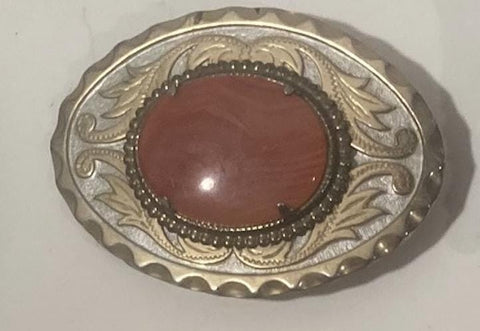 Vintage Metal Belt Buckle, Red Stone, Nice Design, Standard Size, Heavy Duty, Quality, Thick Metal, For Belts, Fashion,